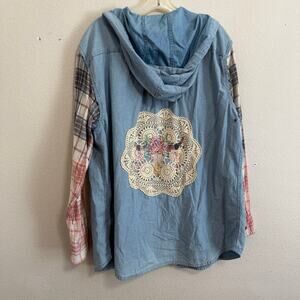 Upcycled O’Neill Hooded Lightweight Chambray Button Front Shacket Size XL